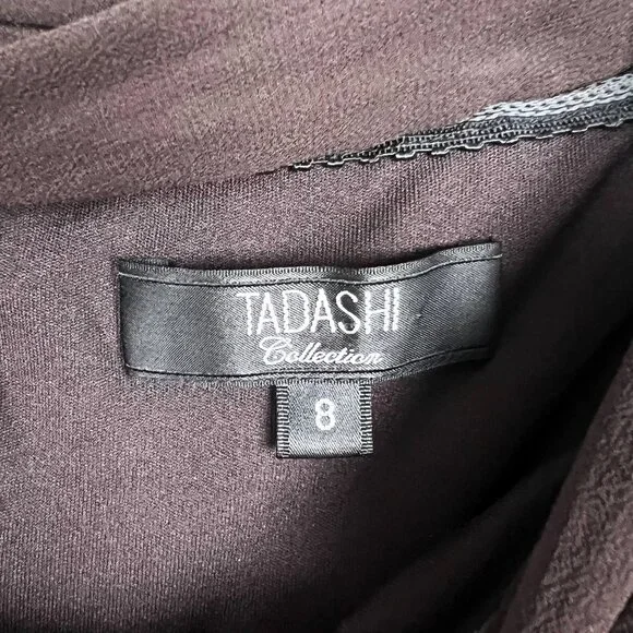 Tadashi Shoji silk chiffon flutter maxi dress evening gown off shoulder formal - Picture 6 of 8